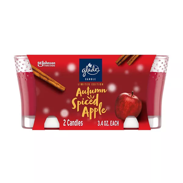 Glade Candle - Autumn Spiced Apple Scent, 3.4 oz, 2 Count — Dollar General penny item