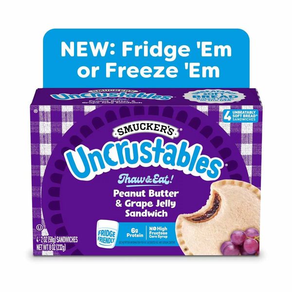 Smucker's Uncrustables Peanut Butter & Grape Jelly Sandwiches, 4 Count, 2 Oz. Each, Frozen — 70% off during the remodel at Dollar General #13201