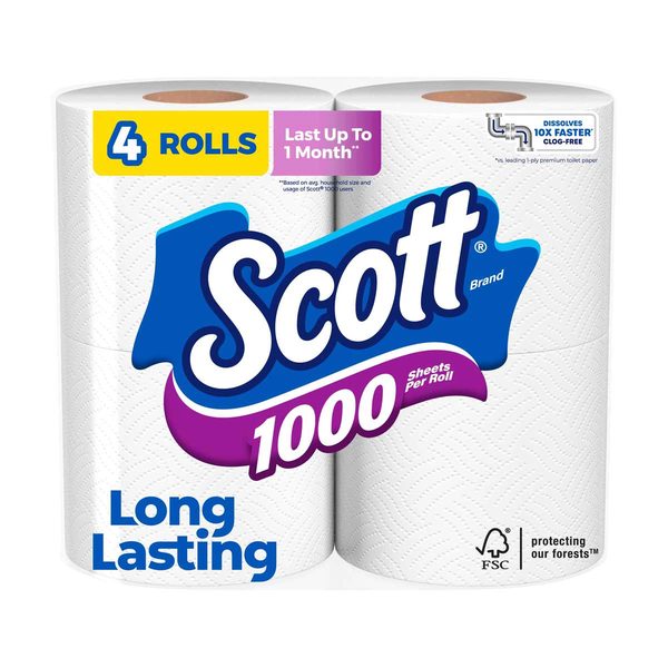 Scott Septic-Safe Toilet Paper, 1000 Sheets Per Roll - 4 ct — 70% off during the remodel at Dollar General #10340