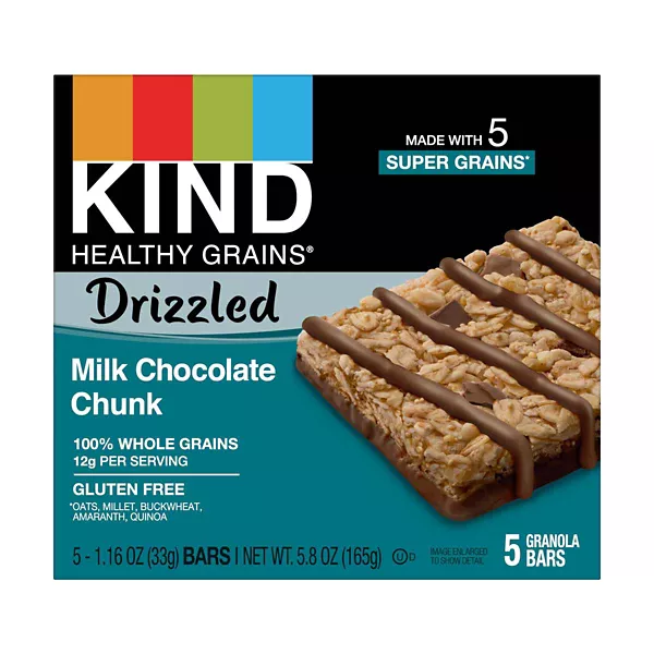 KIND Healthy Grains Drizzled Granola Bars, Milk Chocolate Chunk, 5.8 oz - 5 ct — Dollar General penny item