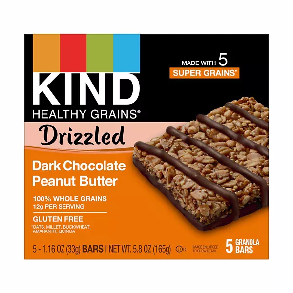 Kind Healthy Grains Drizzled Granola Bars, Dark Chocolate Peanut Butter, 5.8 oz - 5 Count — Dollar General penny item