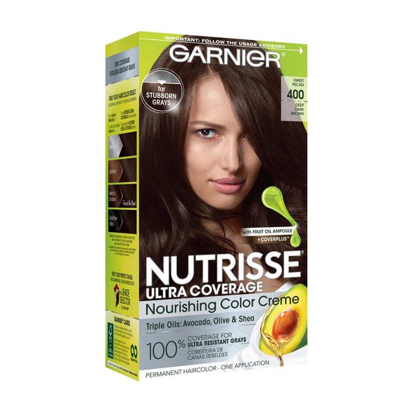 Garnier Nutrisse Ultra Coverage Nourishing Permanent Hair Color Creme for Stubborn Gray Coverage - Deep Dark Brown (400 Sweet Pecan) — Dollar General penny item