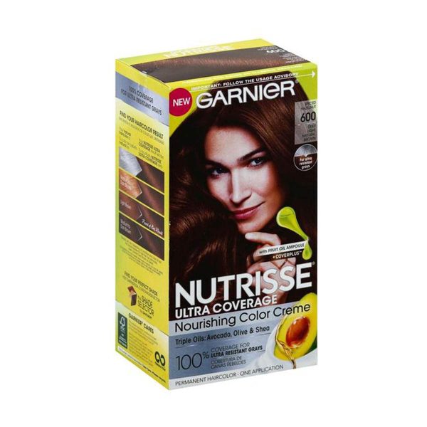 Garnier Nutrisse Ultra Coverage Nourishing Color Crème Permanent Hair Color, Spiced Hazelnut 600 Deep Light Natural Brown, 1 kit — Dollar General penny item