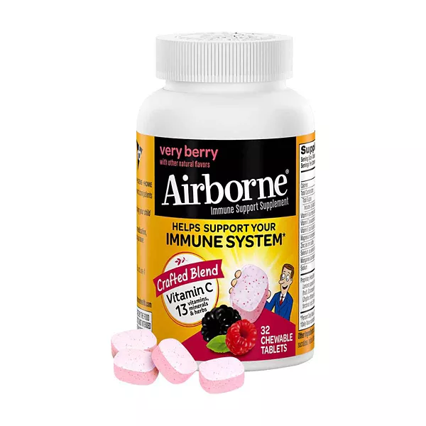 Airborne Immune Support Supplement Chewable Tablets, Very Berry Flavor, 32 Count — Dollar General (SKU 27305601)