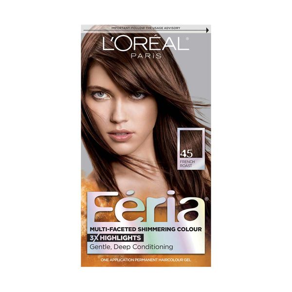 L'Oreal Paris Feria Multi-Faceted Shimmering Permanent Hair Color, French Roast (45 Deep Bronzed Brown) — Dollar General penny item