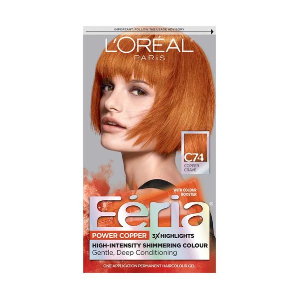 L'Oreal Paris Feria Multi-Faceted Shimmering Permanent Hair Color, Copper Crave (C74 Intense Copper) — Dollar General penny item