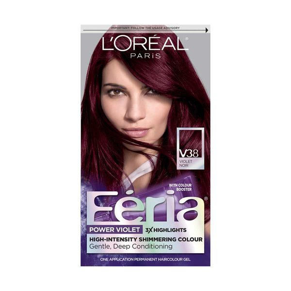 L'Oreal Paris Feria Multi-Faceted Shimmering Permanent Hair Color, Violet Noir (V38 Intense Deep Violet) — Dollar General penny item