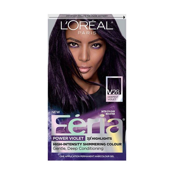 L'Oreal Paris Feria Multi-Faceted Shimmering Permanent Hair Color, V48 Violet Vixen (Intense Medium Violet) — Dollar General penny item