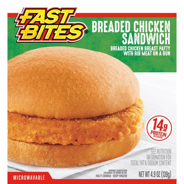 Fast Bites® Breaded Chicken Sandwich, 4.9 oz (Frozen) — 70% off during the remodel at Dollar General #13201