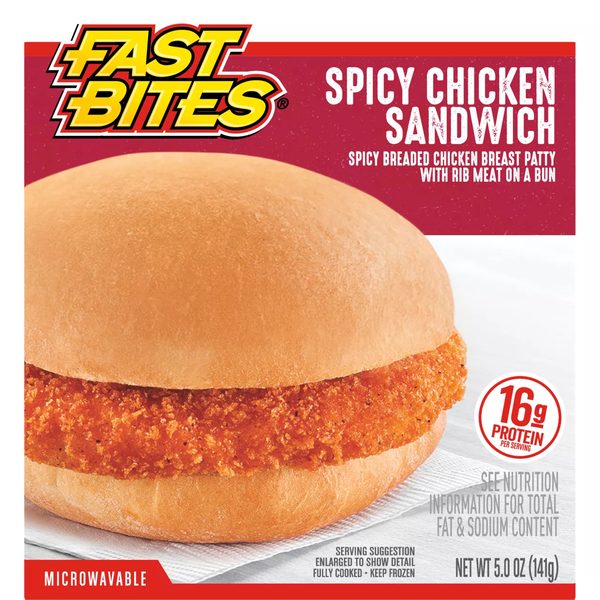 Fast Bites® Spicy Breaded Chicken Sandwich, 5 oz (Frozen) — 70% off during the remodel at Dollar General #13201