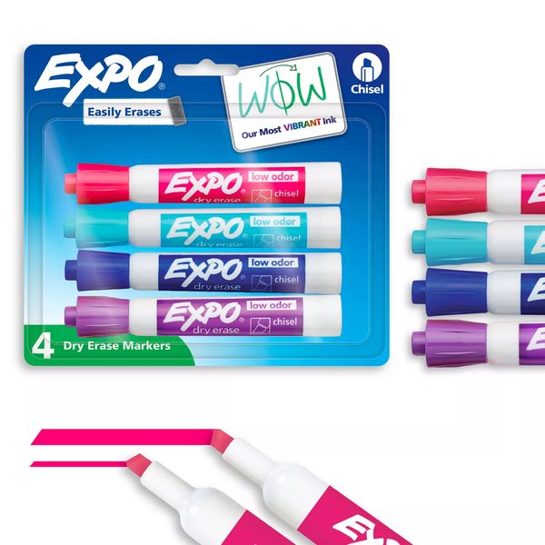 EXPO Dry Erase Markers, Low Odor Ink, Assorted Colors, Chisel Tip, 4 Count — 70% off during the remodel at Dollar General #21214