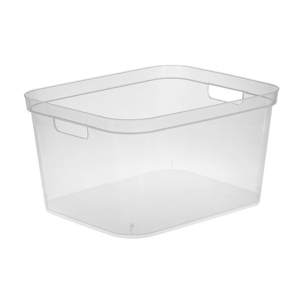 Clear Storage Bin, Tall, 15" L x 12¼" W x 8¼" H — 70% off during the remodel at Dollar General #20186