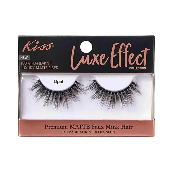 Kiss Luxe Effect Premium Matte Black Faux Mink Eyelashes, Opal, 1 Pair — Dollar General penny item
