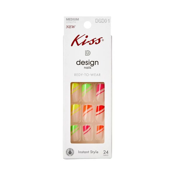 Kiss Ready-To-Wear Instant Style Design Nails - Medium Length, 24 Count — Dollar General penny item