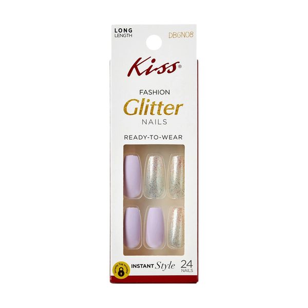 Kiss Ready-To-Wear Gel Look Instant Style Fashion Glitter Nails - Long Length, 24 Count — Dollar General penny item