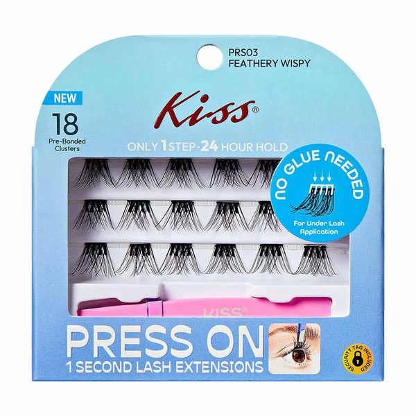 Kiss Press-On 1 Second Lash Extension Kit, Feathery Wispy, 18 Count — Dollar General penny item