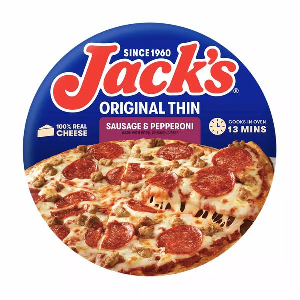 Jack’s Original Thin Crust Sausage and Pepperoni Pizza, 12 in — 70% off during the remodel at Dollar General #13201