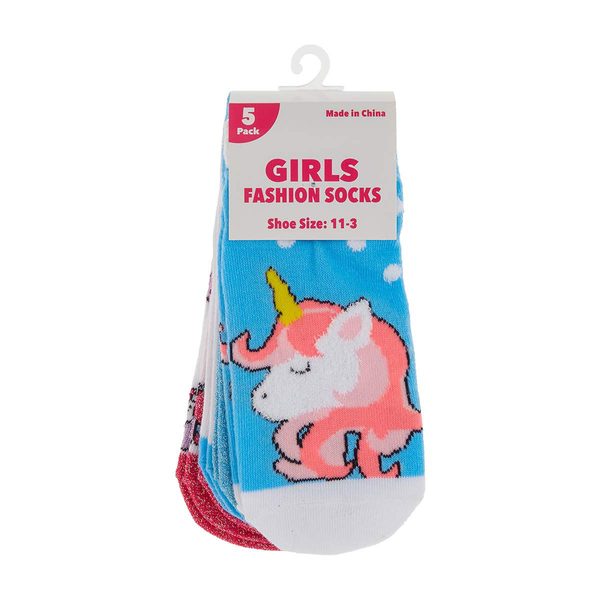 Girls Unicorn Printed Fashion Socks, 5 Pack — Dollar General penny item