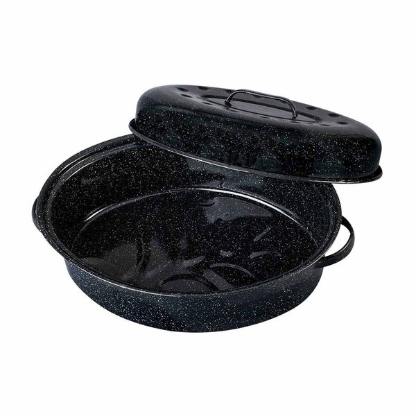 True Living Speckled Enamel Oval Covered Roaster, 18 in — 70% off during the remodel at Dollar General #20186