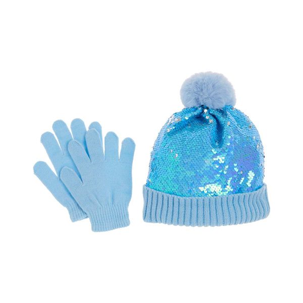 Sequin Hat and Gloves Set, Blue — Dollar General penny item