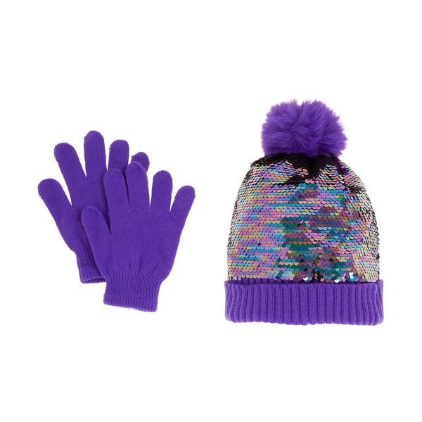 Sequin Hat and Gloves Set, Purple — Dollar General penny item