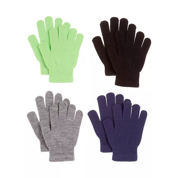 Knit Gloves in Assorted Colors, 4 Pack — Dollar General penny item