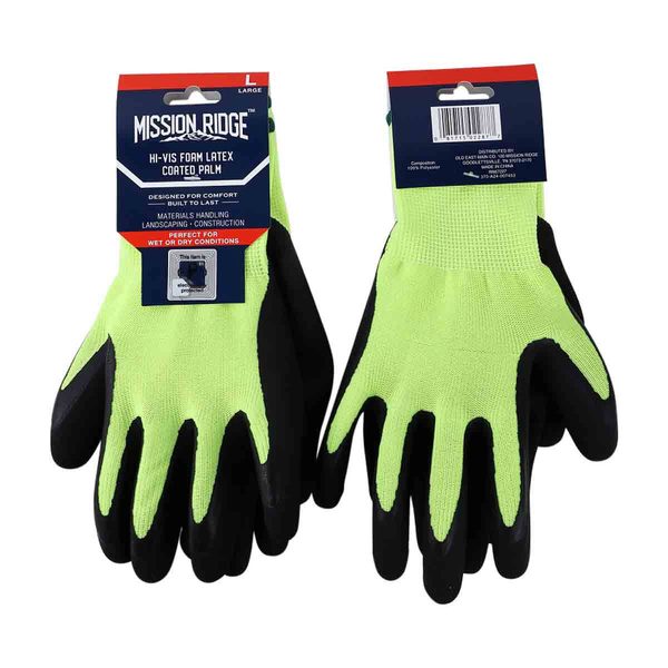 Mission Ridge Hi-Vis Foam Latex Coated Palm Gloves, Yellow — 70% off during the remodel at Dollar General #59