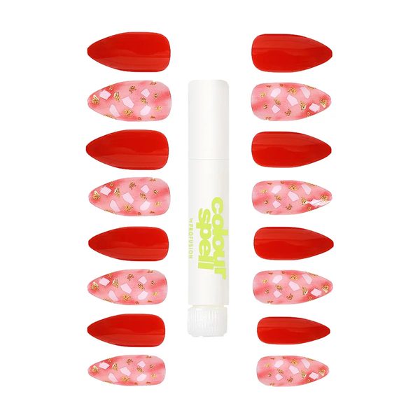 Colour Spell by Profusion Pressed for Time Reusable Press-On Nails, 24 Nails with Glue, Red Hot — Dollar General penny item