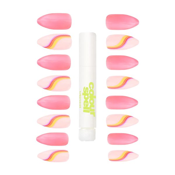 Colour Spell by Profusion Pressed for Time Reusable Press-On Nails, 24 Nails with Glue, Hot Pink — Dollar General penny item