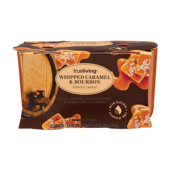 True Living Scented Candle, Whipped Caramel & Bourbon, 2 ct, 6.8 oz — 70% off during the remodel at Dollar General #10340