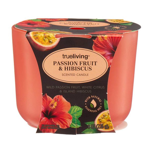 True Living Scented Candle, Passion Fruit & Hibiscus, 8 oz — 70% off during the remodel at Dollar General #10340