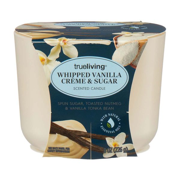 True Living Scented Candle, Whipped Vanilla Crème & Sugar, 8 oz — 70% off during the remodel at Dollar General #10340
