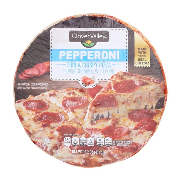 Clover Valley Pepperoni Thin & Crispy Frozen Pizza, 15.2 oz — 70% off during the remodel at Dollar General #13201