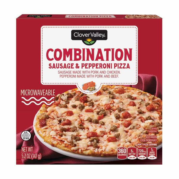 Clover Valley Combination Sausage & Pepperoni Pizza, 5.2 oz — 70% off during the remodel at Dollar General #13201