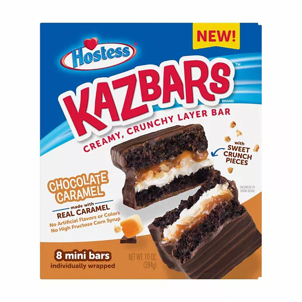 Hostess Kazbars Chocolate Caramel, Creamy Crunchy Layer Bars, 8 ct — Dollar General penny item