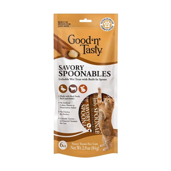 Good 'n' Tasty Savory Spoonables Lickable Wet Cat Treats with Built-In Spoon, Duck, Beef & Rabbit Recipe, 2.9 oz, 6 Count — Dollar General penny item