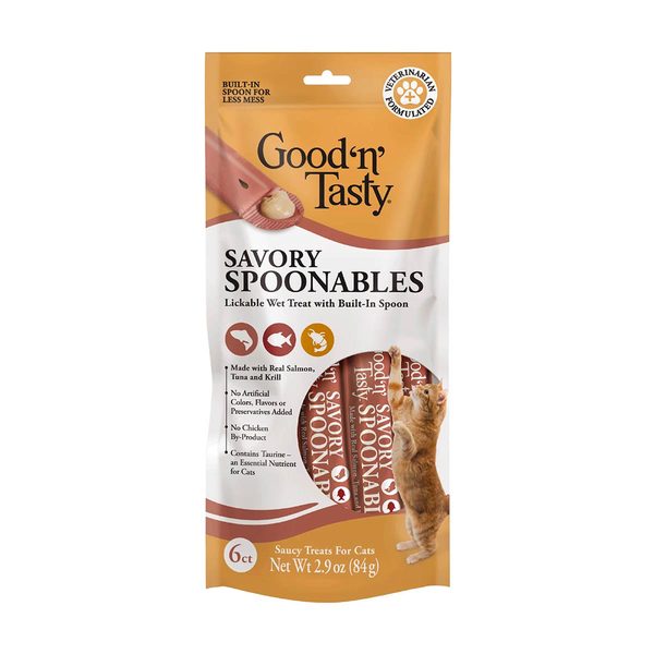 Good 'n' Tasty Savory Spoonables Lickable Wet Cat Treats with Built-In Spoon, Salmon, Tuna & Krill Recipe, 2.9 oz, 6 Count — Dollar General penny item
