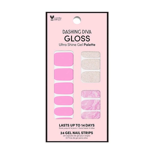 Dashing Diva Pink Marble Ultra Shine Gel Palette Gloss Nail Stickers, 24 Count — Dollar General penny item