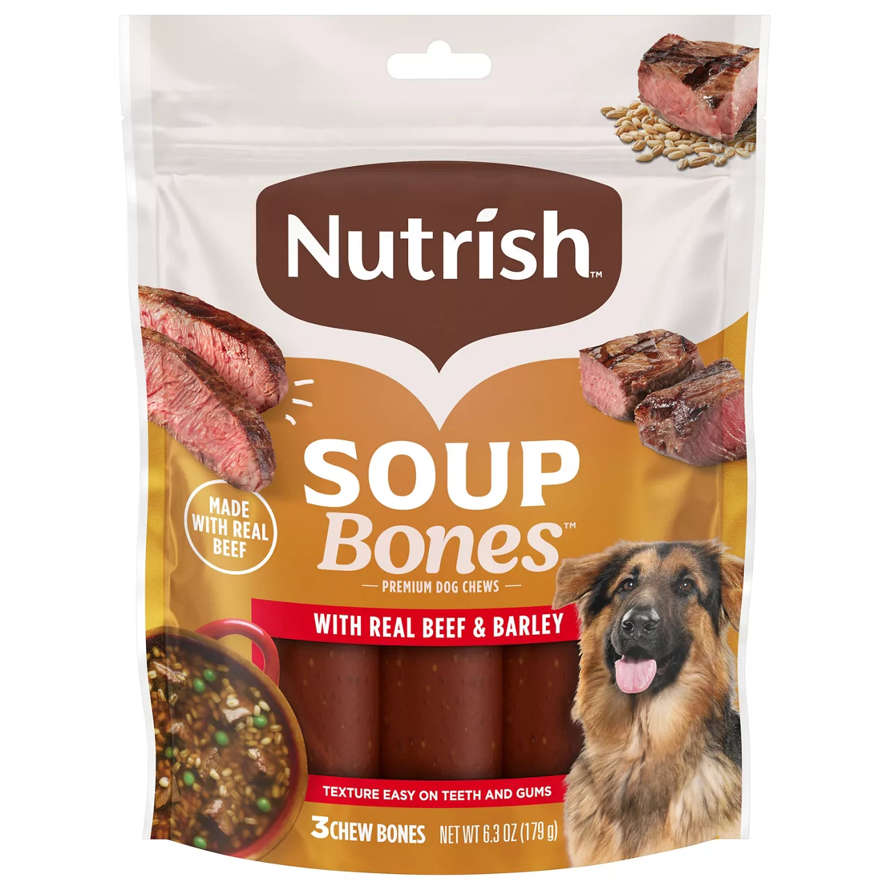 Nutrish Soup Bones Premium Dog Chews with Real Beef and Barley, 3 Chews (Rachael Ray) — pOpshelf penny item