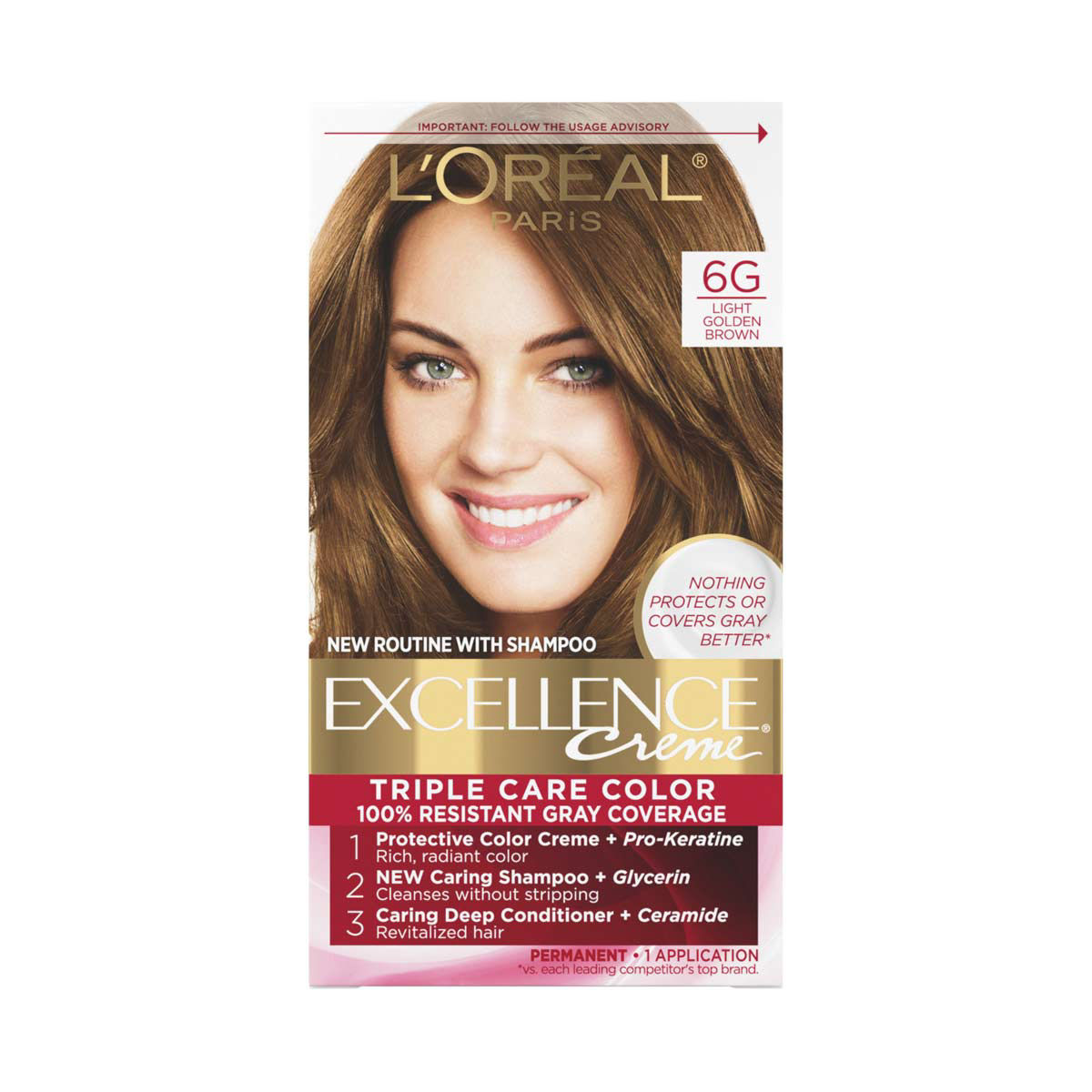 L'Oreal Paris Excellence Creme Permanent Triple Care Hair Color, 6G Light Golden Brown — pOpshelf penny item