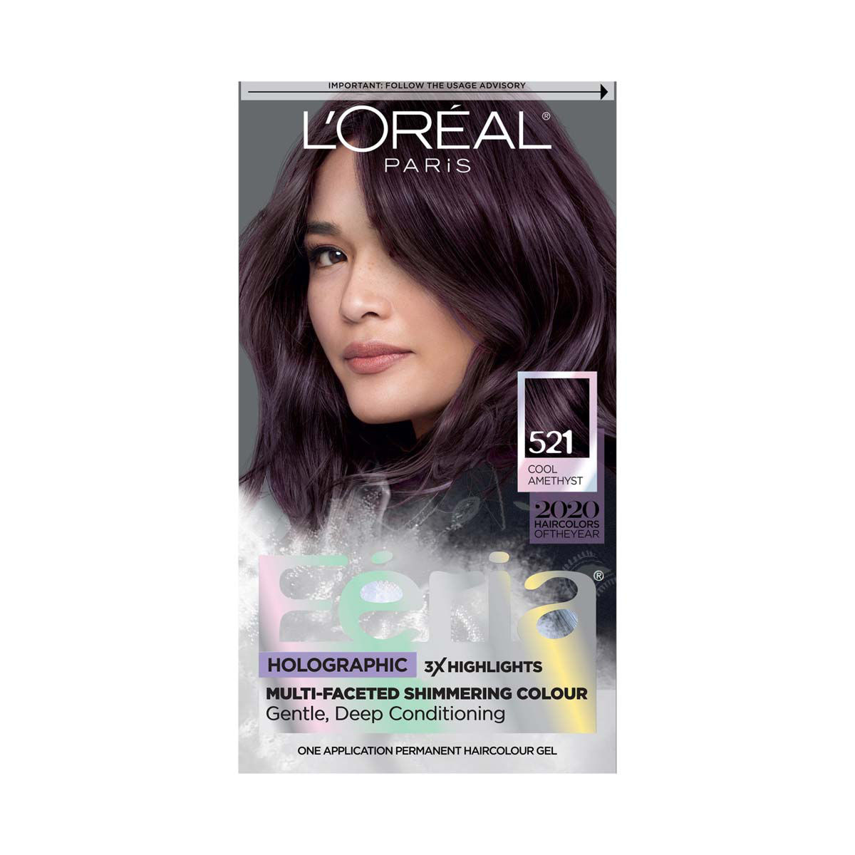 L'Oreal Paris Feria Holographic Multi-Faceted Shimmering Permanent Hair Color, 521 Cool Amethyst — pOpshelf penny item