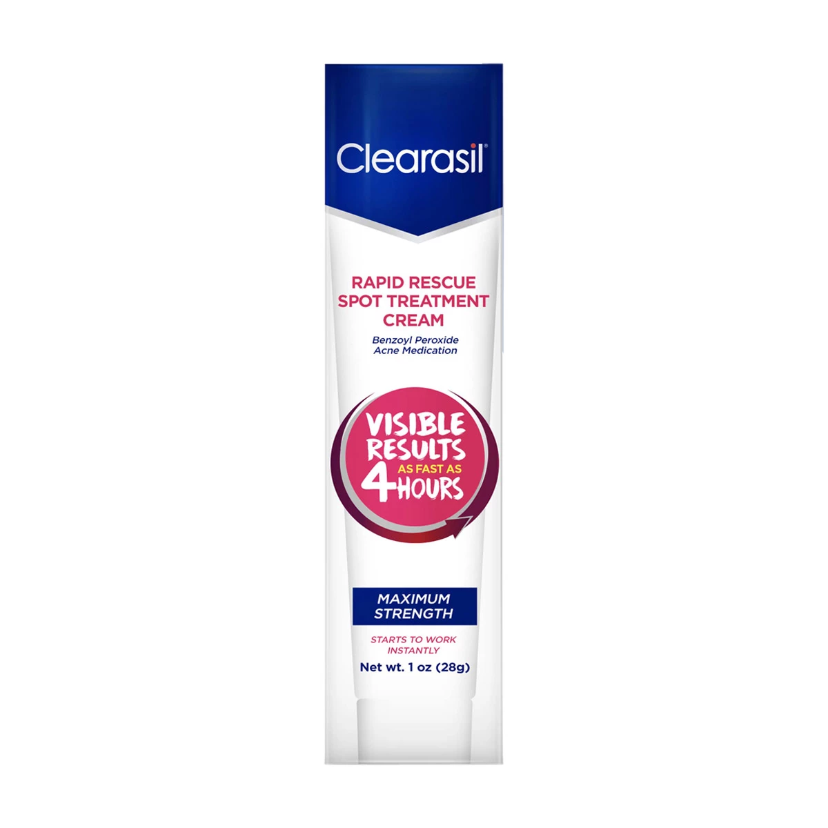 Clearasil Rapid Rescue Spot Treatment Cream with Benzoyl Peroxide Acne Medication for Acne Relief in as fast as 4 hours, 1 Ounce — pOpshelf penny item