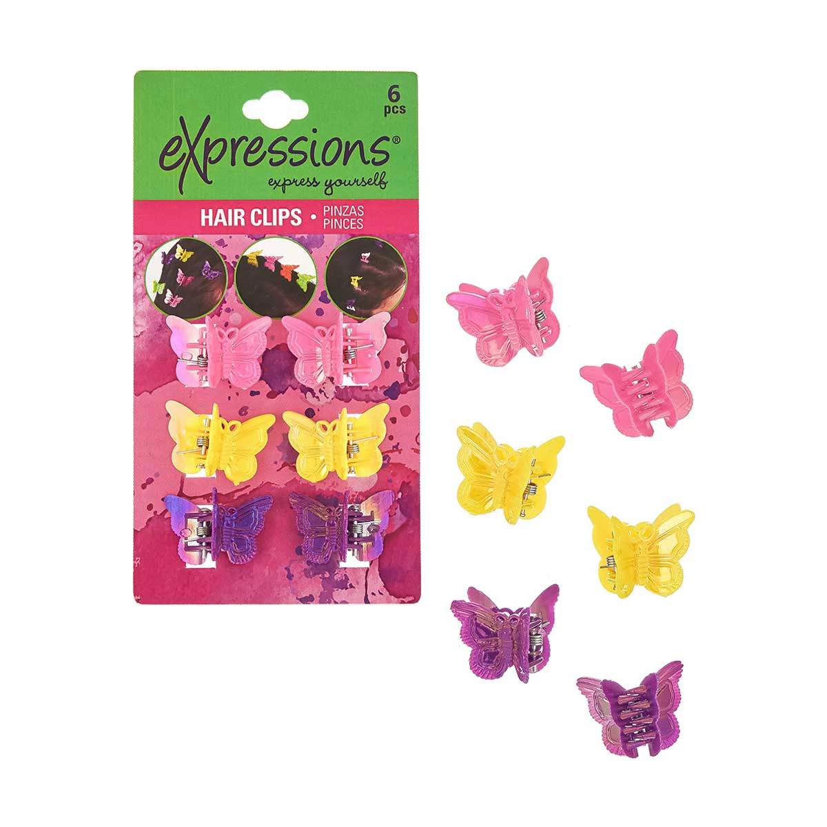 Expressions Butterfly Hair Clips, 6 Count — pOpshelf penny item