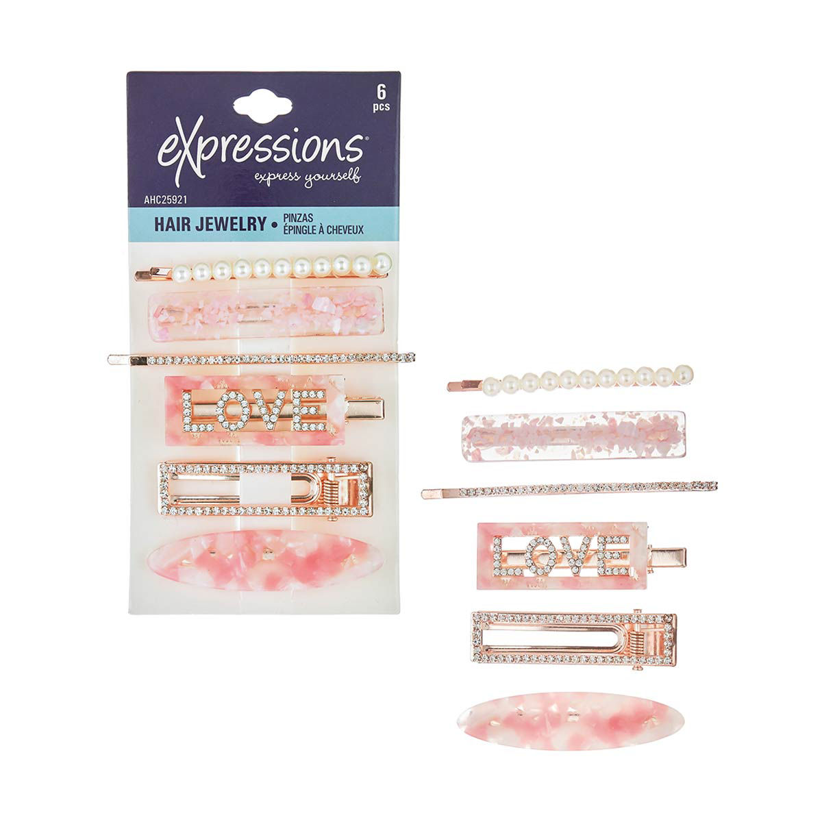 Expressions Love Pink Hair Jewelry, 6 Count — pOpshelf penny item