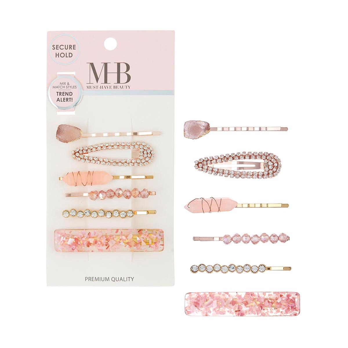 Must Have Beauty Premium Quality Rose Stone and Crystal Hair Clip, 6 Count — pOpshelf penny item