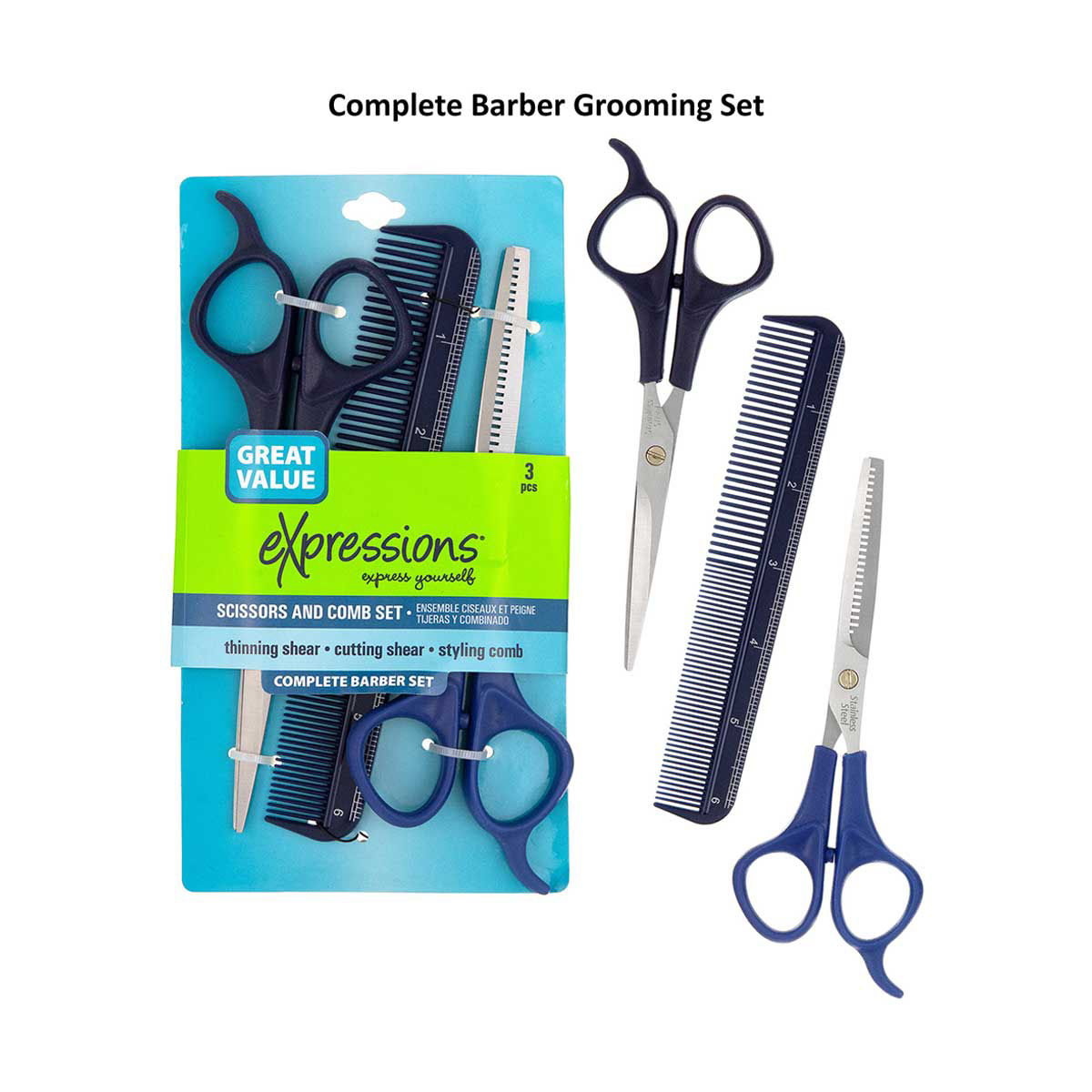 Expressions Scissor and Comb Barber Grooming Set, 3 Piece — pOpshelf penny item