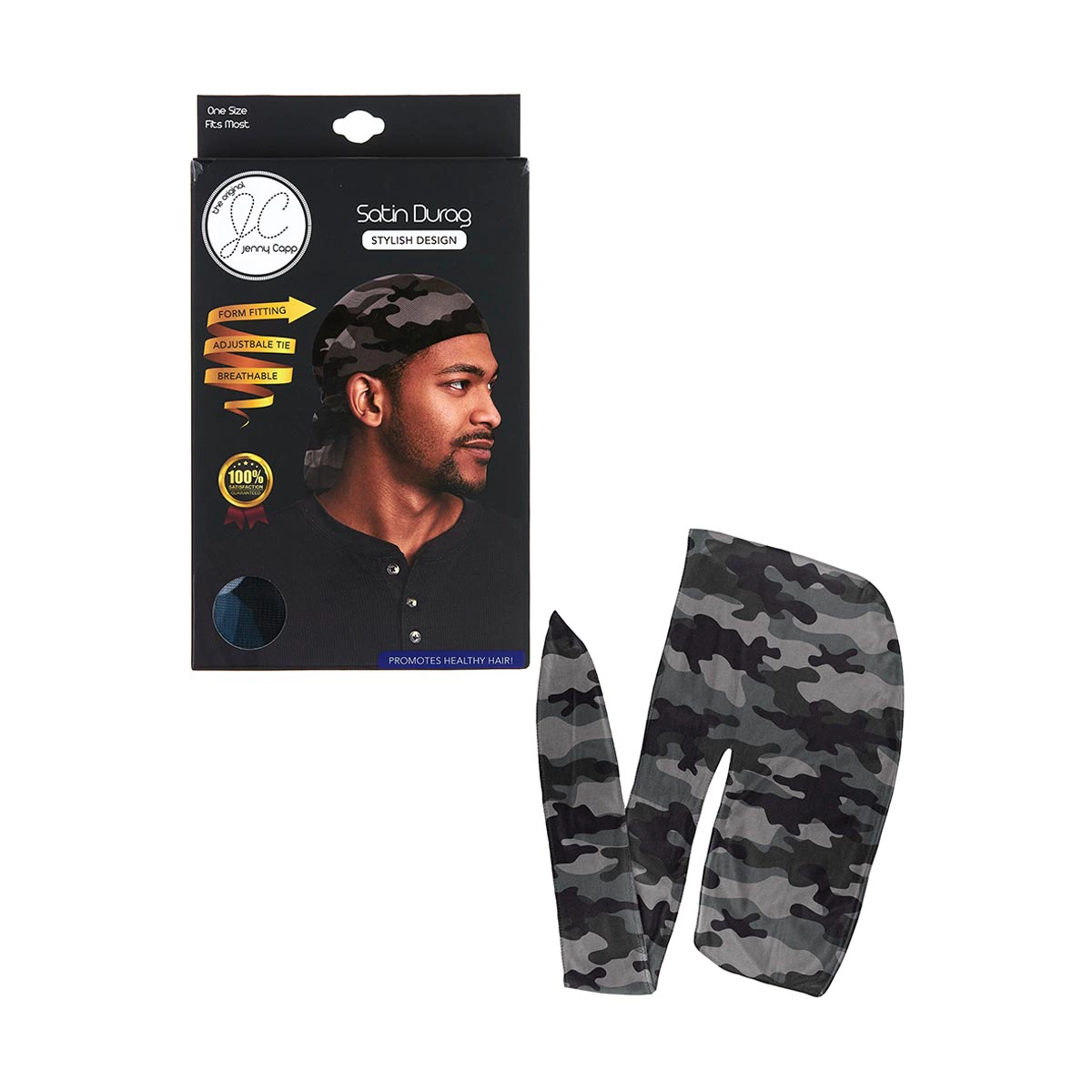 Jenny Capp Grey Camo Printed Men's Satin Durag — pOpshelf penny item