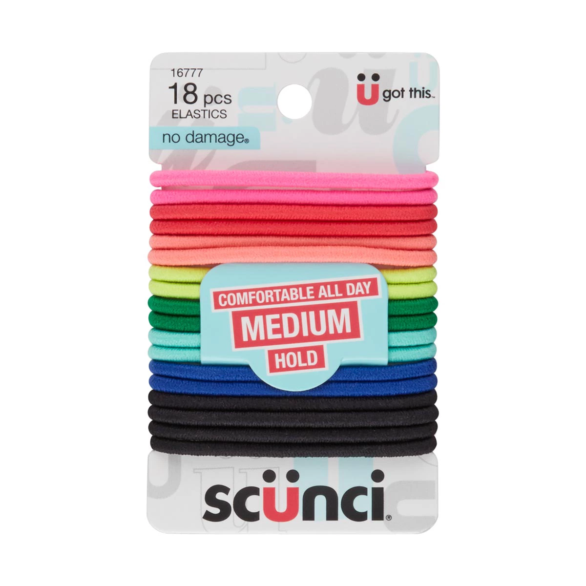 Scunci No Damage Medium Hold Brights Hair Elastics, 18 Count — pOpshelf penny item