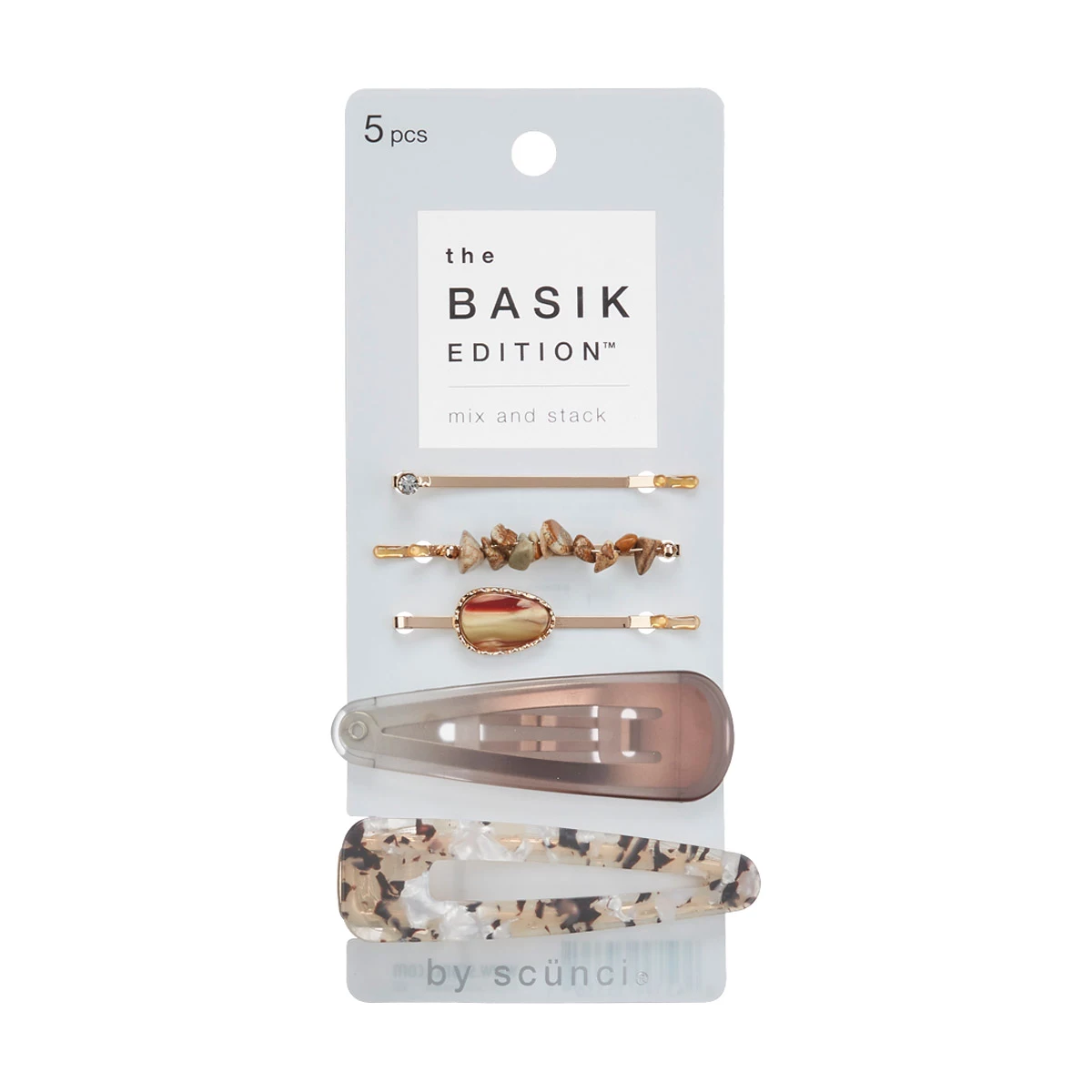 Scunci The Basik Edition Bobby Pins & Snap Clips - Brown, 5 Count — pOpshelf penny item