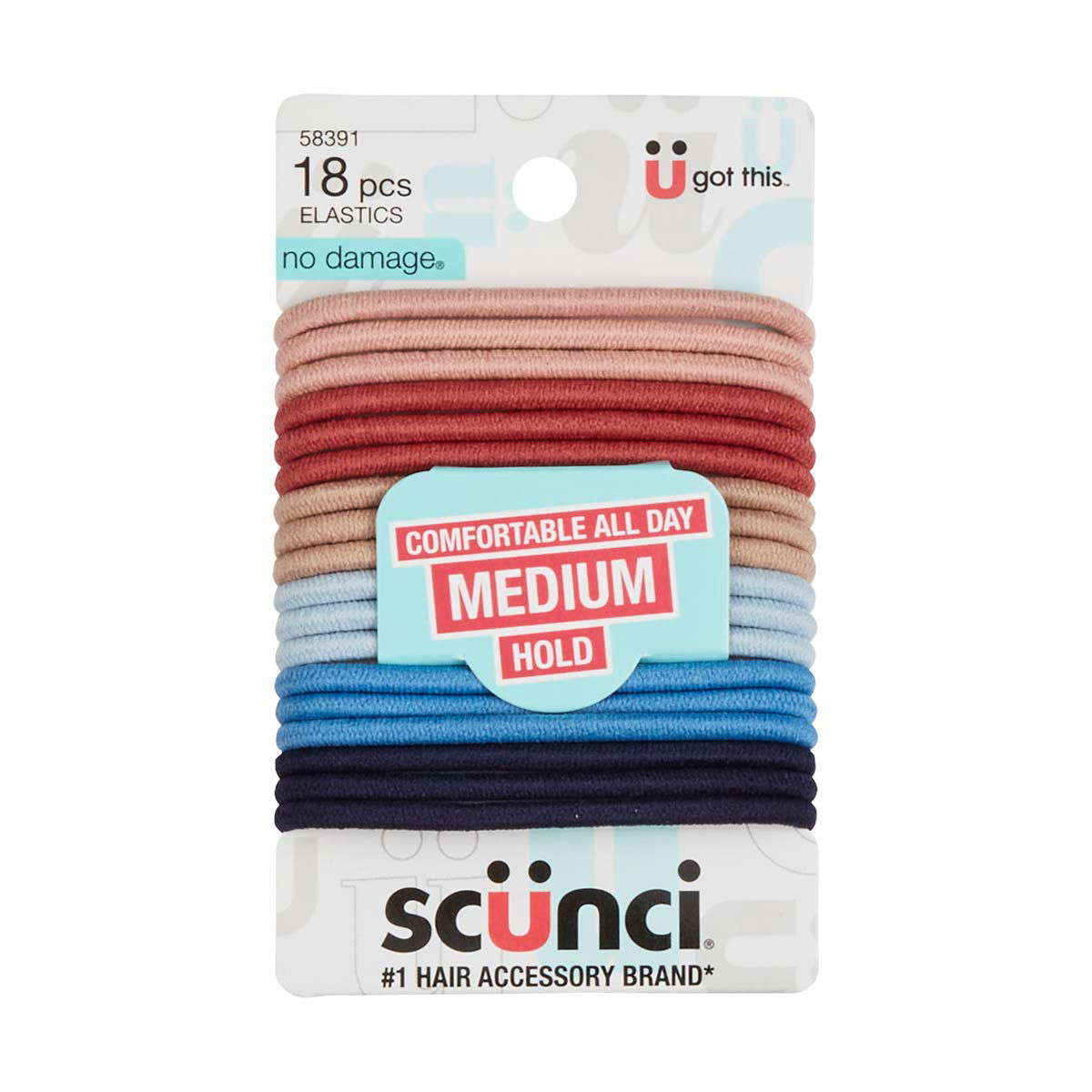 Scunci No Damage Medium Hold Deep Neons Hair Elastics, 18 Count — pOpshelf penny item